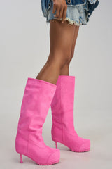AZALEA WANG CLEDQYN PINK SUEDE STILETTO BOOT