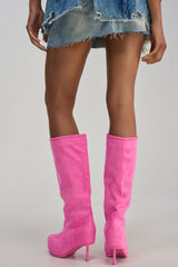 AZALEA WANG CLEDQYN PINK SUEDE STILETTO BOOT