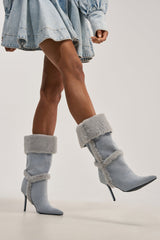 AZALEA WANG DROWSY BLUE STILETTO BOOT