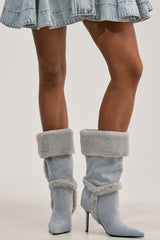 AZALEA WANG DROWSY BLUE STILETTO BOOT