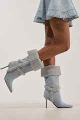AZALEA WANG DROWSY BLUE STILETTO BOOT