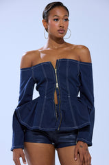 DENIM FOR DAYS ZIP UP BLOUSE
