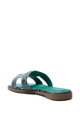 AKIRA HOWDY GREEN SNAKE SLIP ON SANDAL