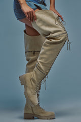 AKIRA GOLD KALLIN BEIGE CONVERTIBLE SHAFT HEIGHT BOOT