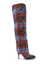 AZALEA WANG LOCHANA PURPLE MULTI PLAID STILETTO BOOT