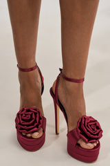 AZALEA WANG MARCELA BURGUNDY ROSE PLATFORM STILETTO SANDAL