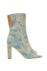 AKIRA GOLD MARKET DENIM BLOCK OPEN TOE BOOTIE