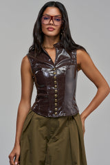 DOLLY FAUX LEATHER TOP
