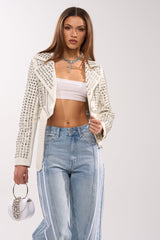 DEMI EMBELLISHED MOTO IN WHITE