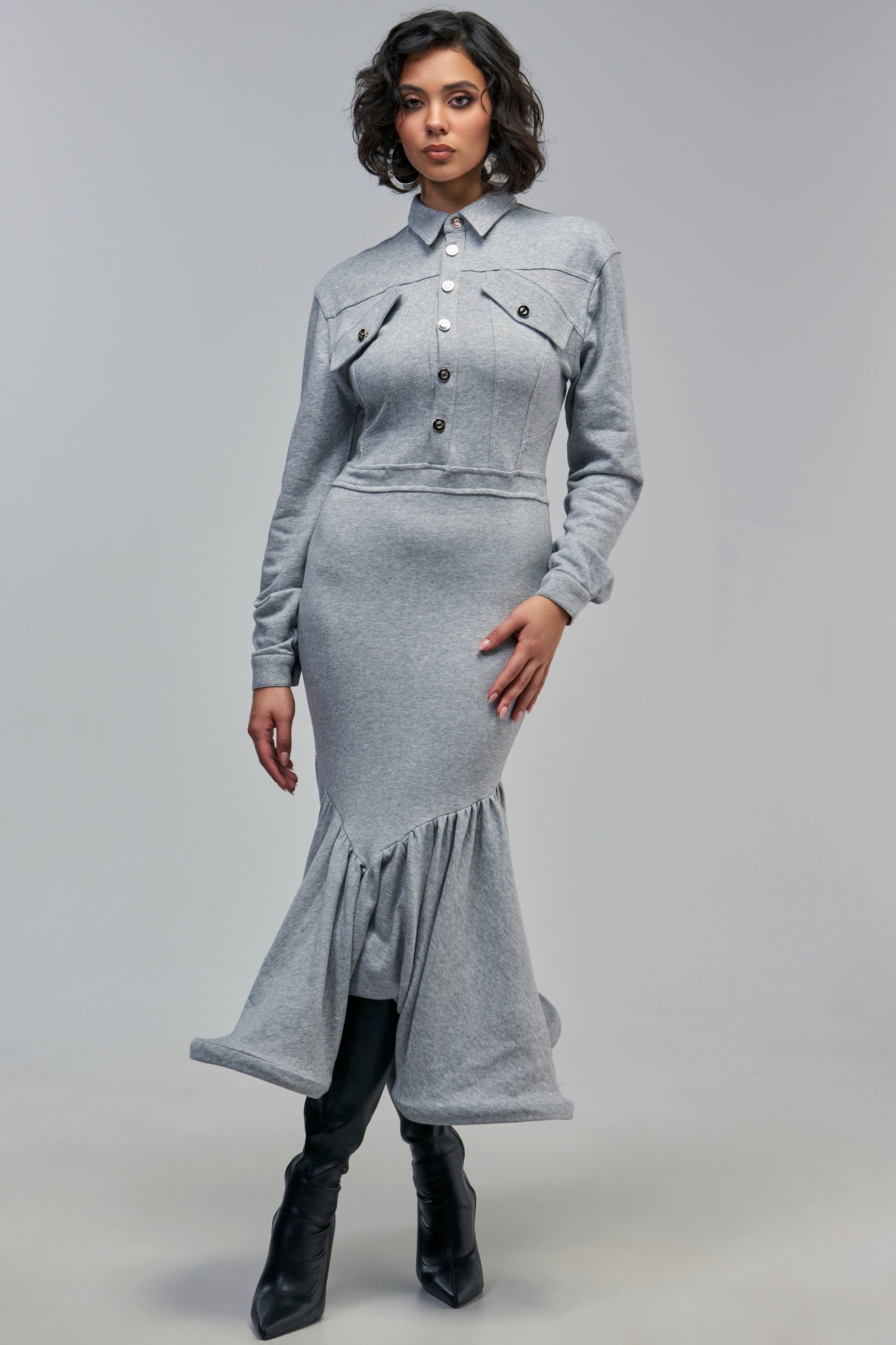 COMFY YET CUTE LONG SLEEVE SCUBA MAXI DRESS