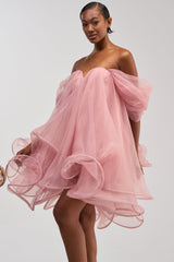 DANCE WITH ME CHIFFON MINI DRESS IN MAUVE