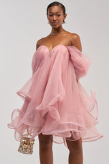 DANCE WITH ME CHIFFON MINI DRESS IN MAUVE