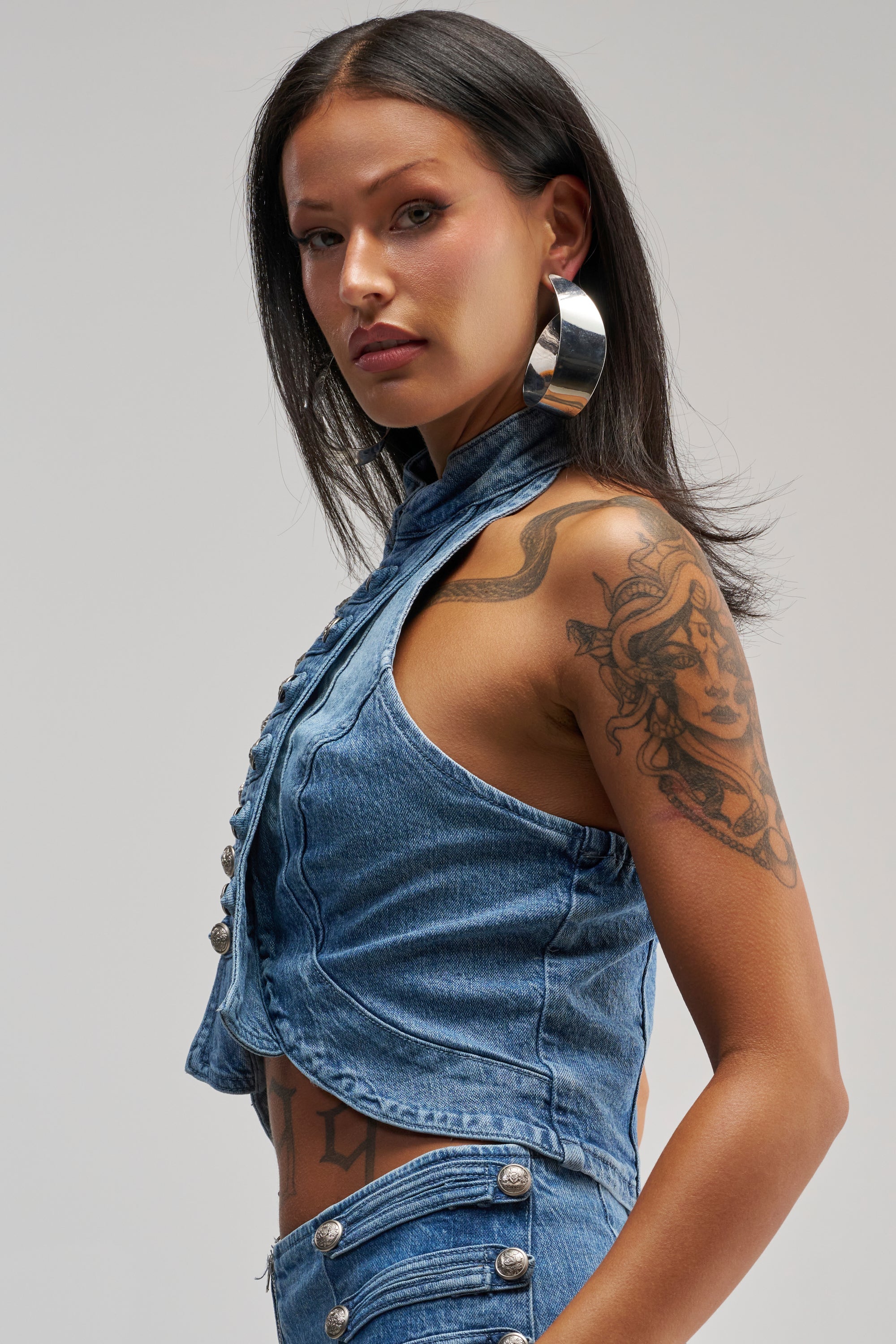 ALIGNED MILITARY DENIM TOP