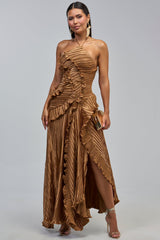 CELESTE RUFFLE MAXI DRESS IN BRONZE
