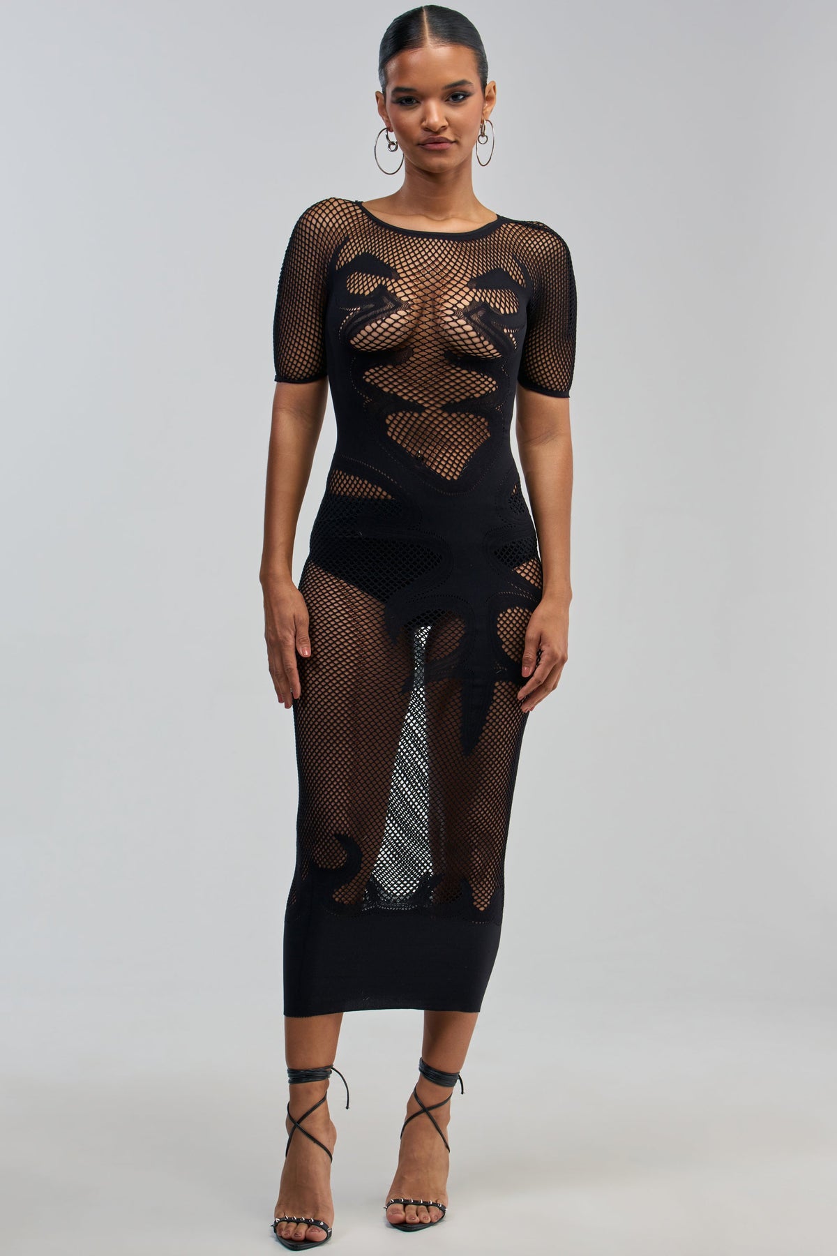CLUB HOPPER SUPER STRETCH BODYCON MAXI IN BLACK