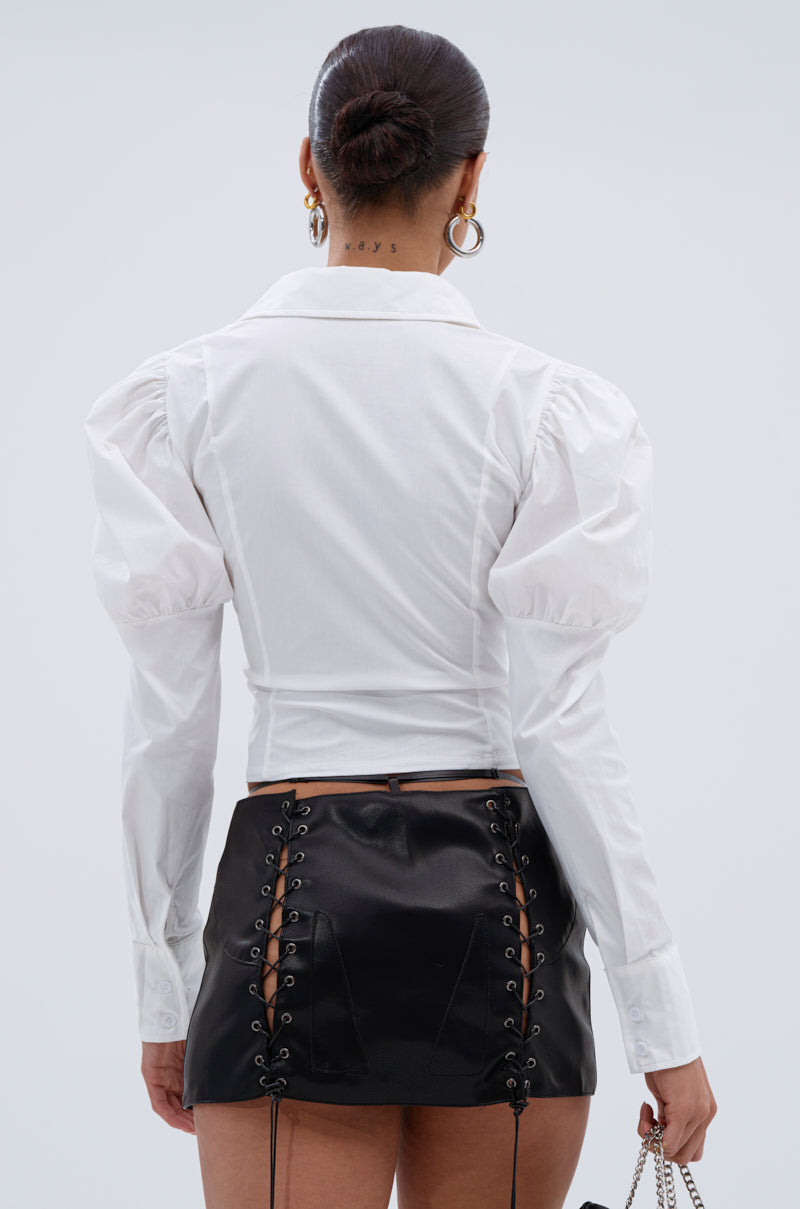DAKOTA LACE UP BUTTON DOWN BLOUSE