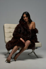 BERLIN HOODED FAUX FUR IN BROWN