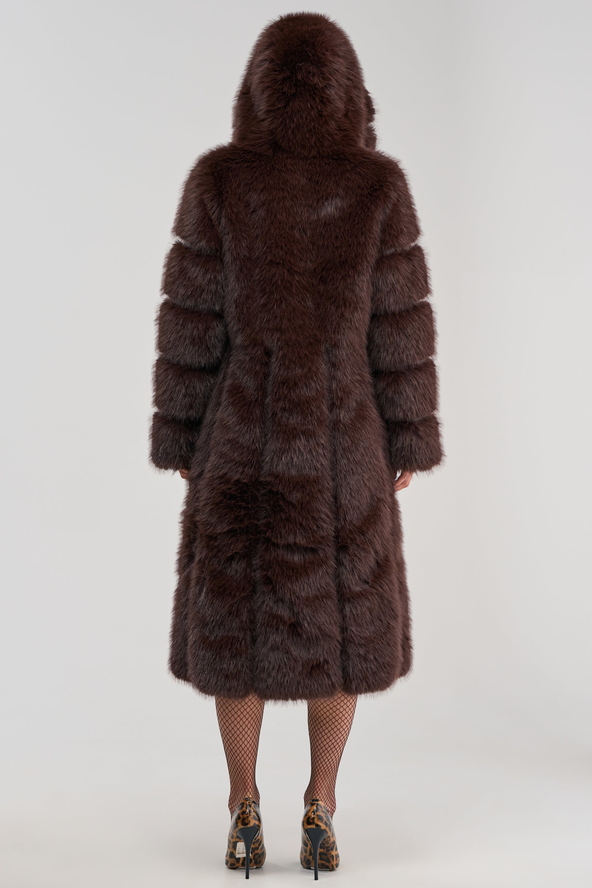 BERLIN HOODED FAUX FUR IN BROWN