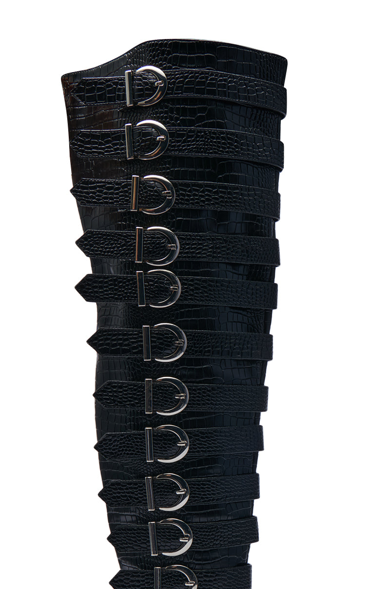 AZALEA WANG BRAULIA BLACK CROC WESTERN BOOT