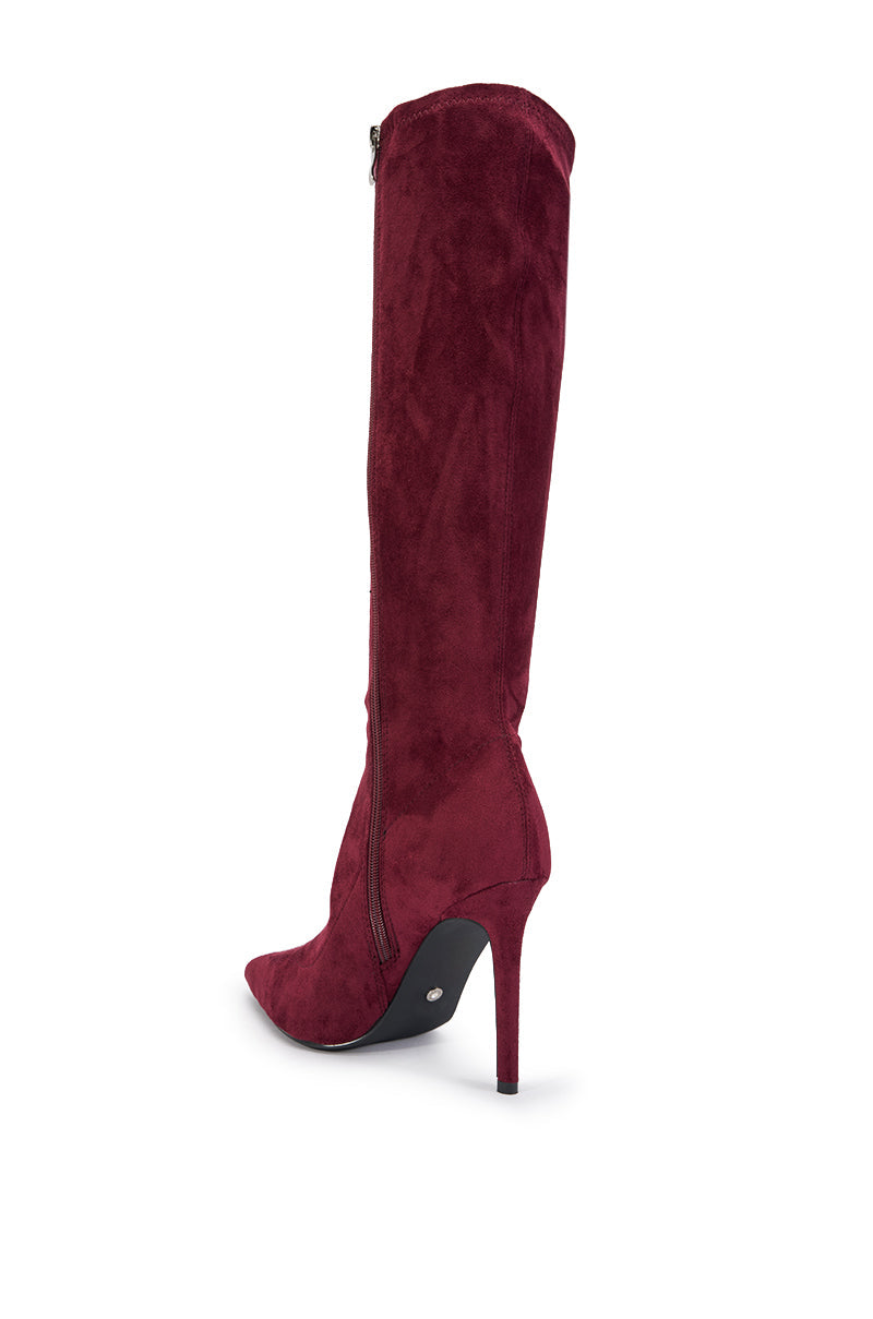 AZALEA WANG CALANA JEWEL 4 WAY STRETCH SUEDE STILETTO BOOT