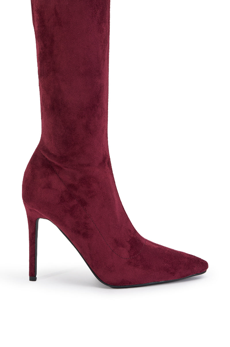 AZALEA WANG CALANA JEWEL 4 WAY STRETCH SUEDE STILETTO BOOT