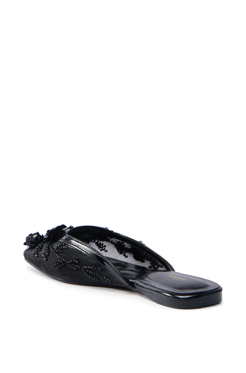 AKIRA CHERINA BLACK FLAT WITH EMBELLISHMENT