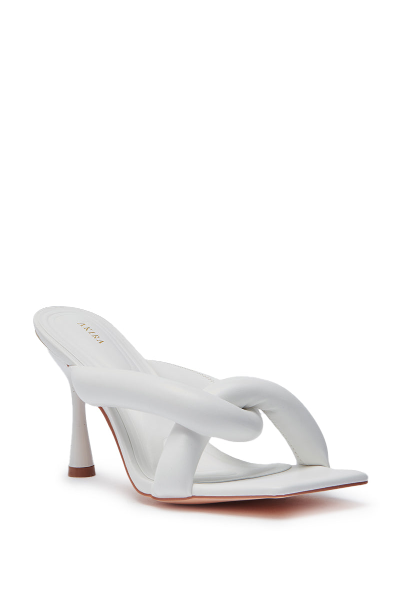 AKIRA CHRISTABEL NEW WHITE PUFF STILETTO SANDAL
