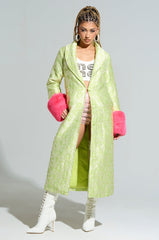 COLOR ME PRETTY BROCADE TRENCH