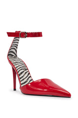 AZALEA WANG DESIREE RED ZEBRA LINED PUMP