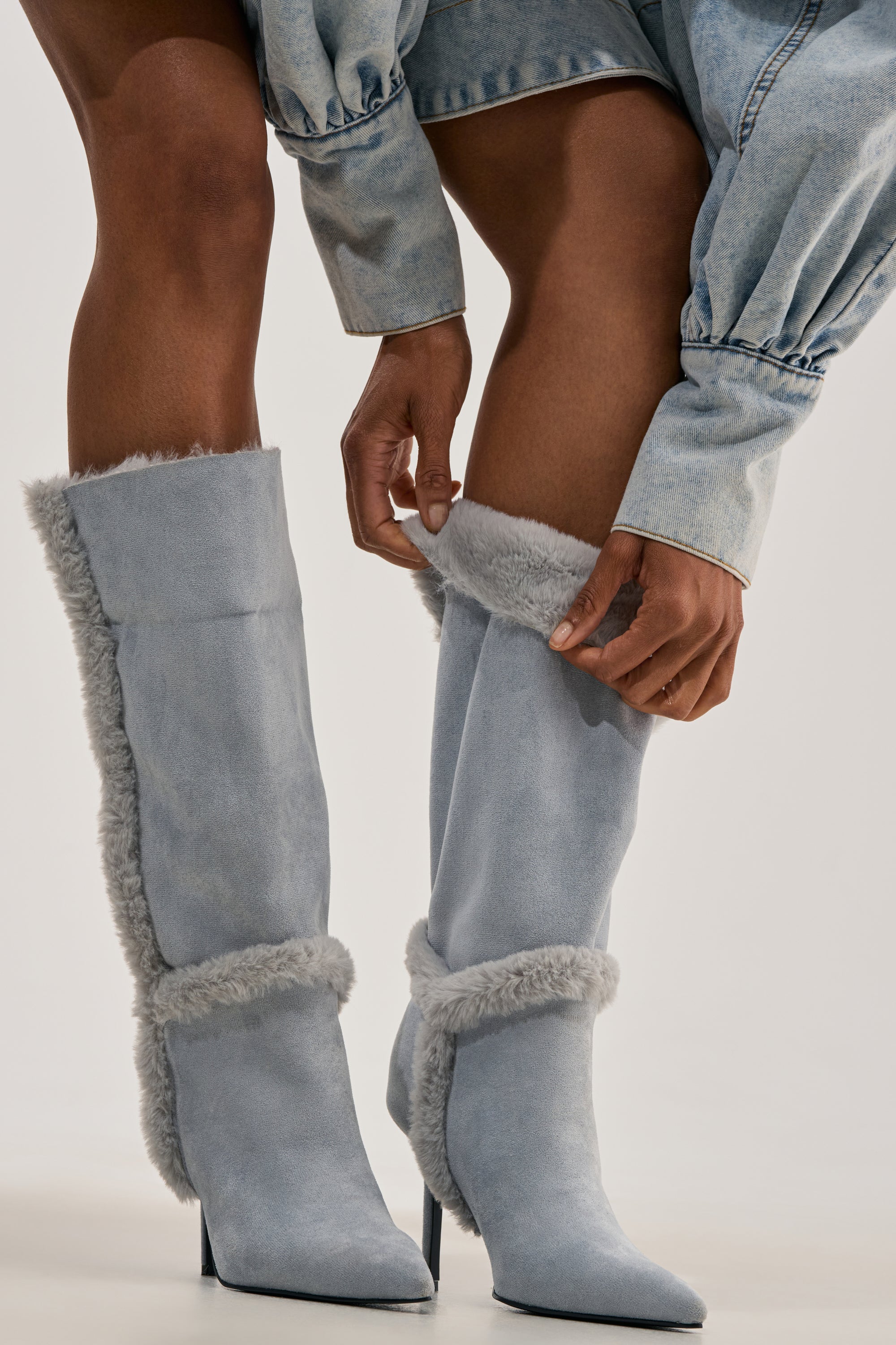 AZALEA WANG DROWSY BLUE STILETTO BOOT