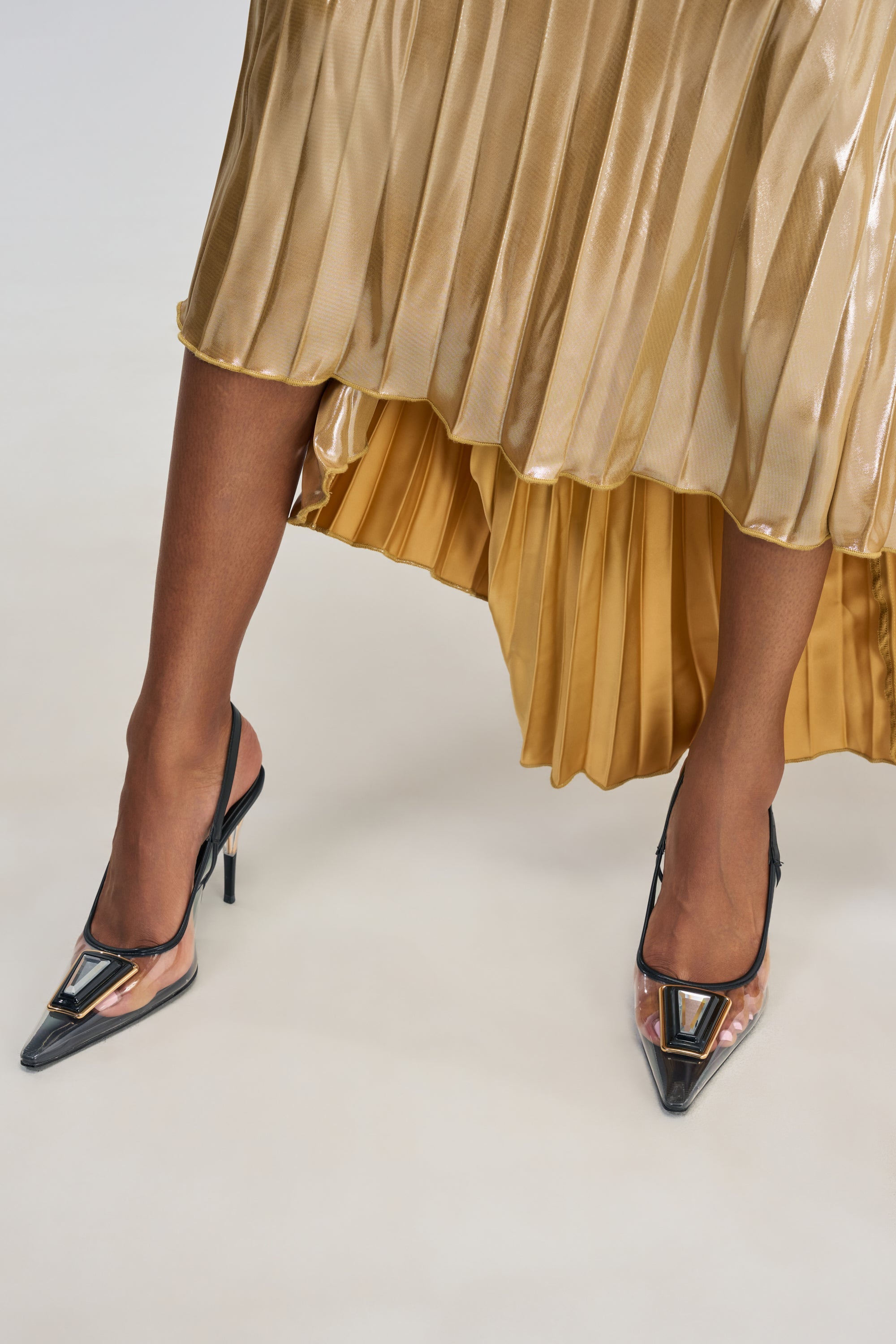 AZALEA WANG ERIKA PVC SLING BACK PUMP WITH RHINESTONE DETAIL