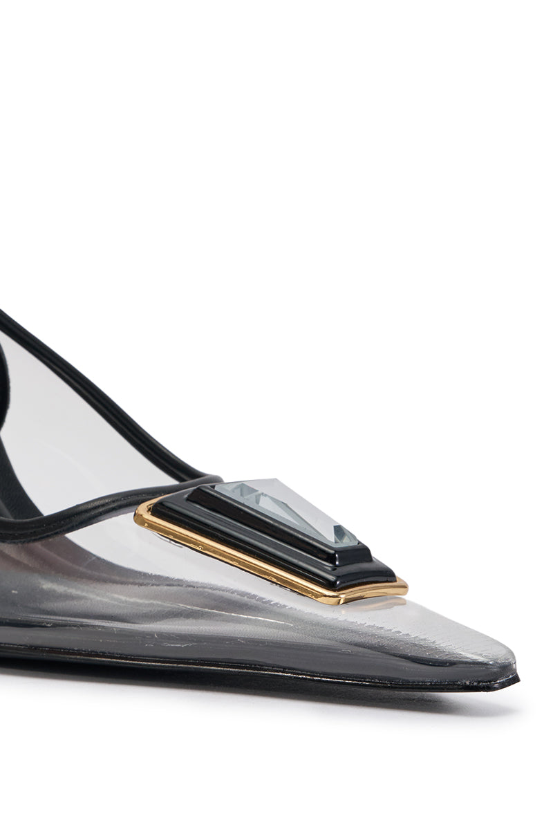 AZALEA WANG ERIKA PVC SLING BACK PUMP WITH RHINESTONE DETAIL