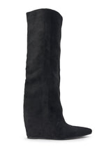 AZALEA WANG FRANCES BLACK FAUX SUEDE HIDDEN WEDGE BOOT