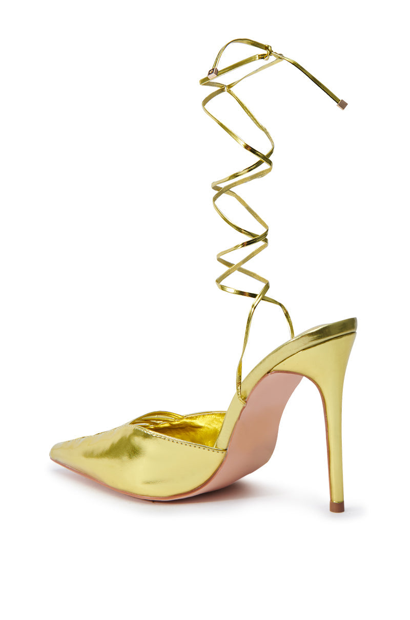 AZALEA WANG FRIDLI YELLOW LACE UP PUMP