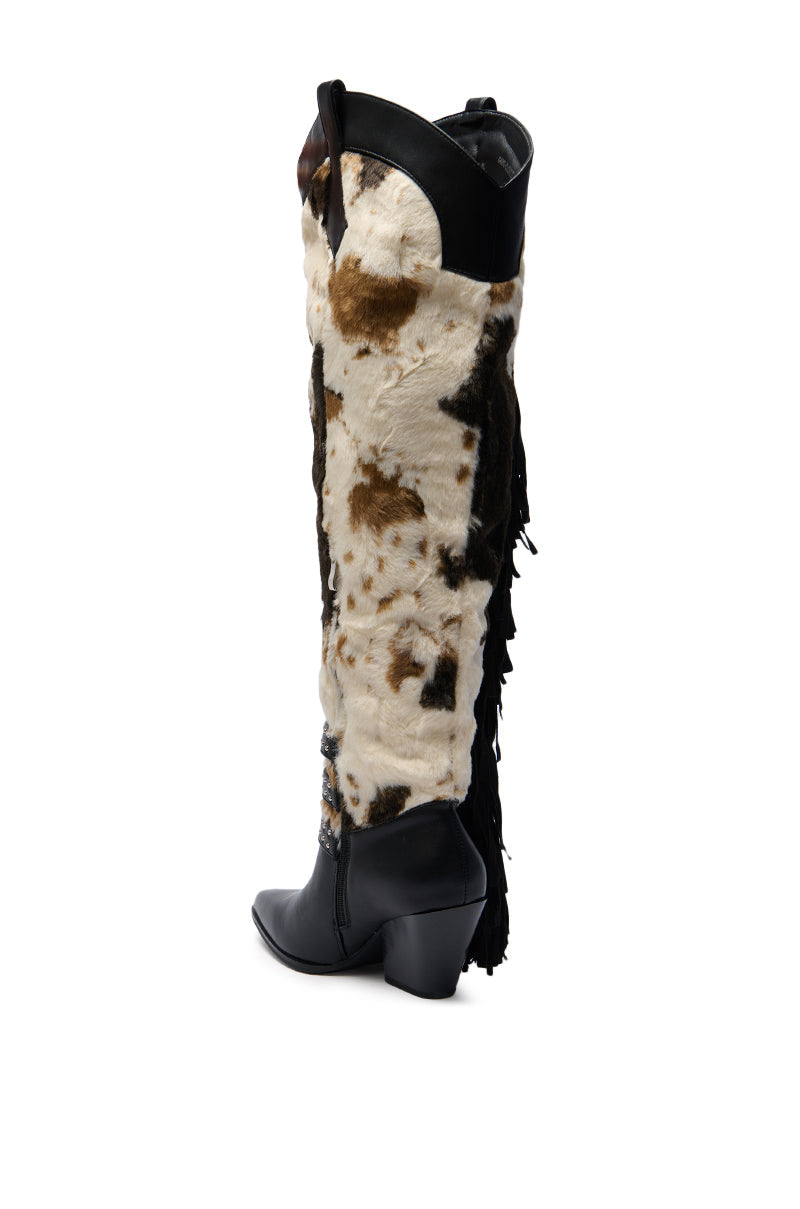AZALEA WANG GWAYNE BLACK MULTI COW WESTERN BOOT