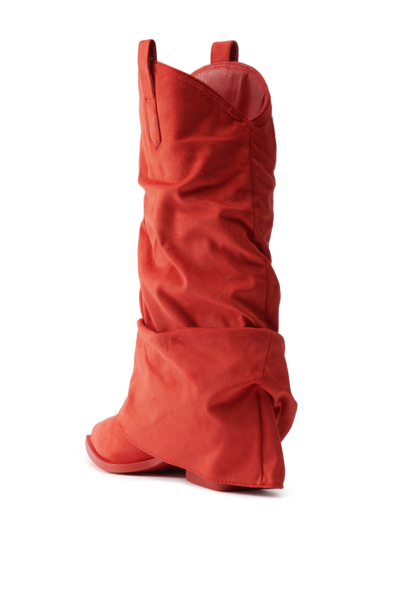 AZALEA WANG HAWKSTON RED RUCHED WESTERN BOOTIE