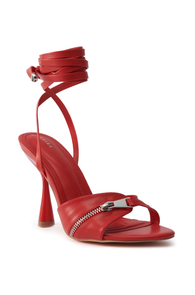 AKIRA JANIKA RED HARDWARE STRAPPY SANDAL