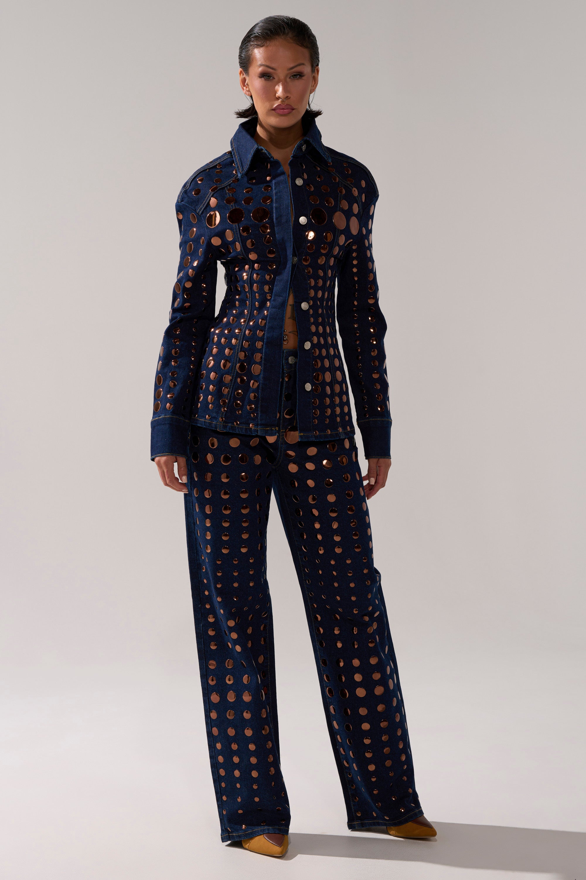 DISCO BABE DENIM BUTTON DOWN