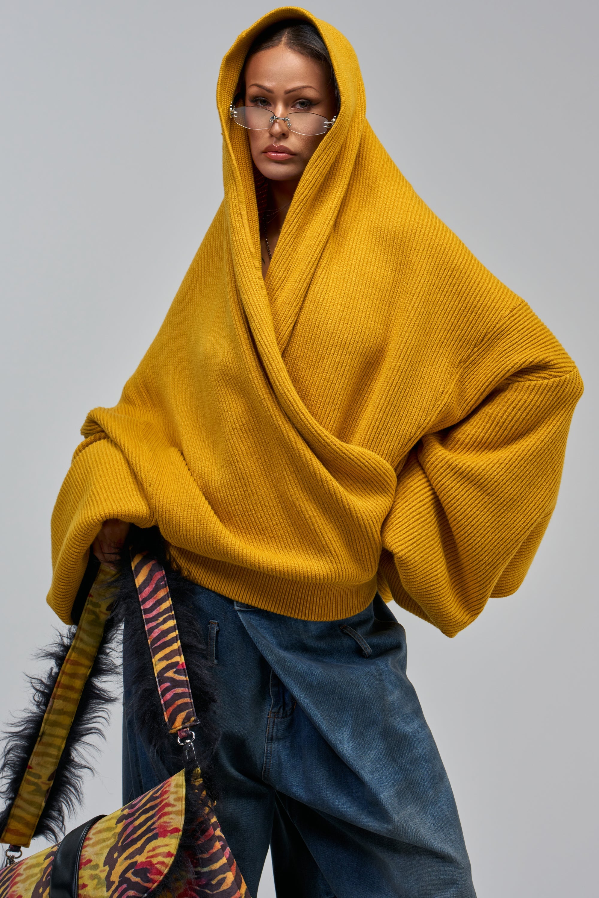 CRAZY FOR YOU CROSS FRONT SWEATER IN MUSTARD