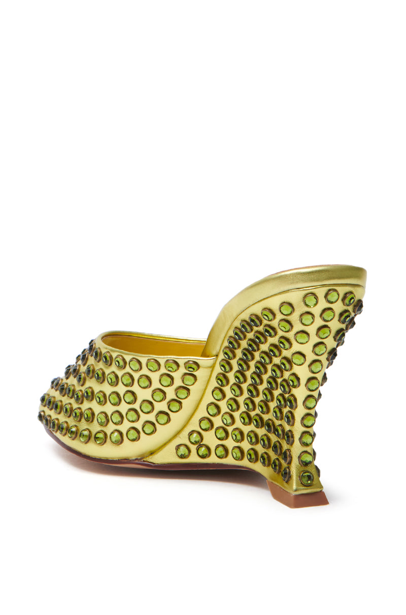 AZALEA WANG JUNIUS GOLD EMBELLISHED WEDGE SANDAL