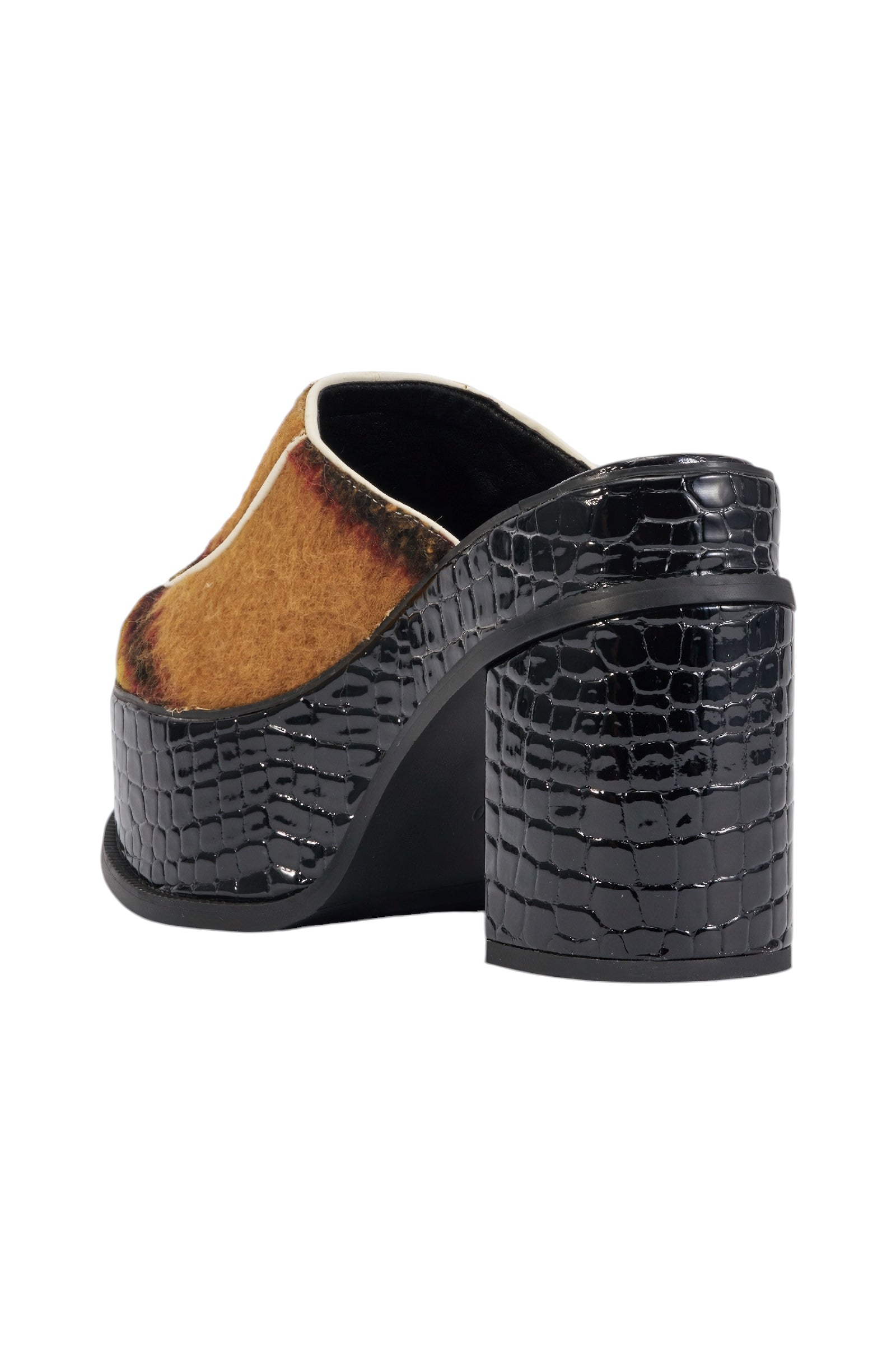 AKIRA GOLD KATRIEL PLAID MULTI SLIP ON BLOCK PUMP