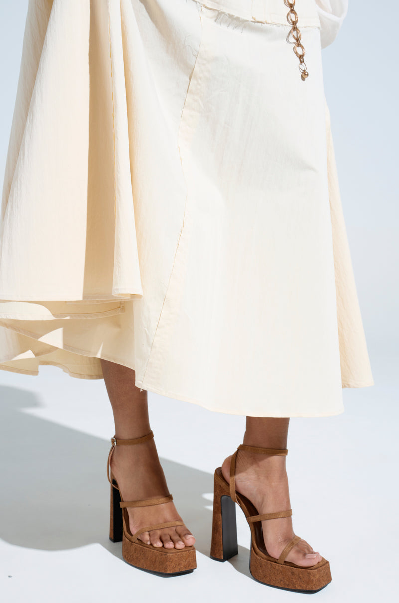 AKIRA KNAPP BROWN CORK PLATFORM SANDAL