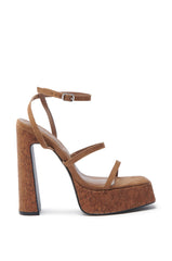 AKIRA KNAPP BROWN CORK PLATFORM SANDAL