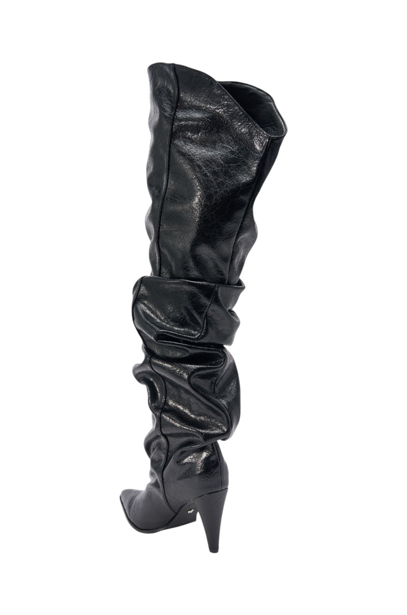 AZALEA WANG LARISSA BLACK STILETTO RUCHED BOOT