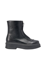 AZALEA WANG LATOYA BLACK PU ZIPPER EMBELLISHED COMBAT BOOTIE