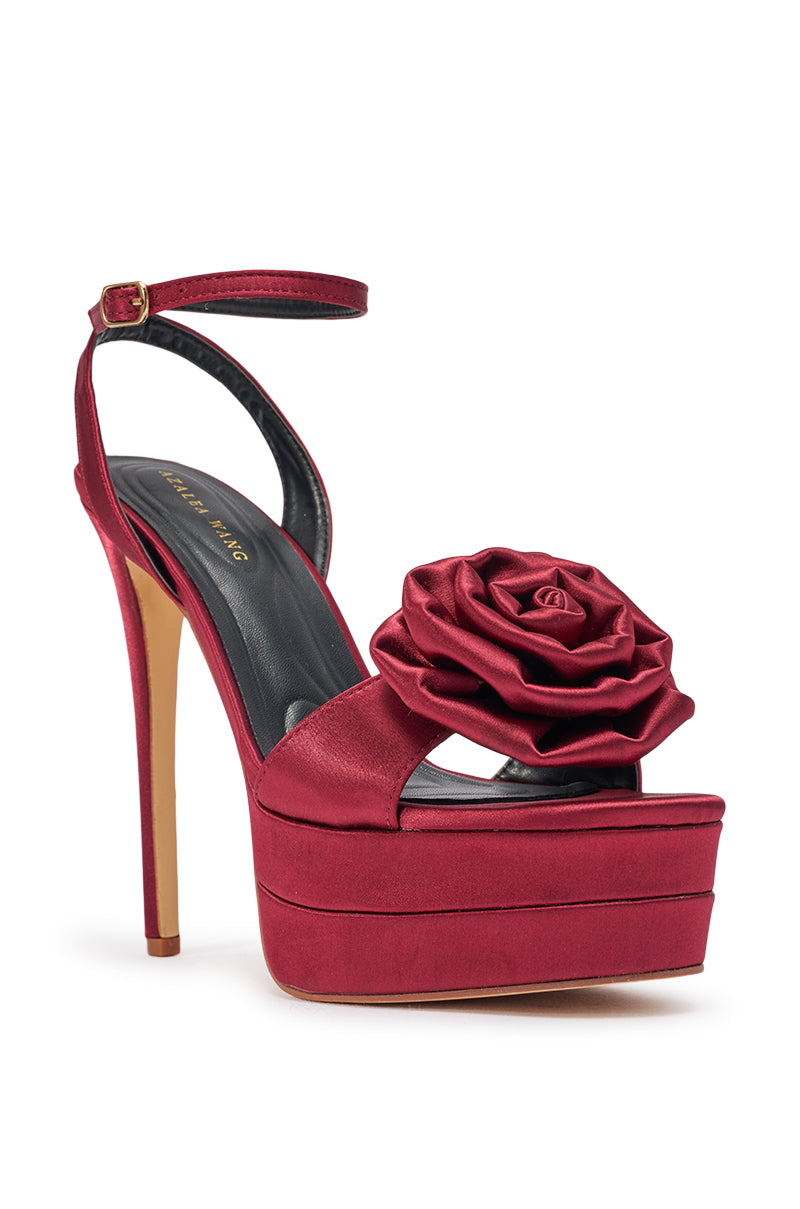 AZALEA WANG MARCELA BURGUNDY ROSE PLATFORM STILETTO SANDAL