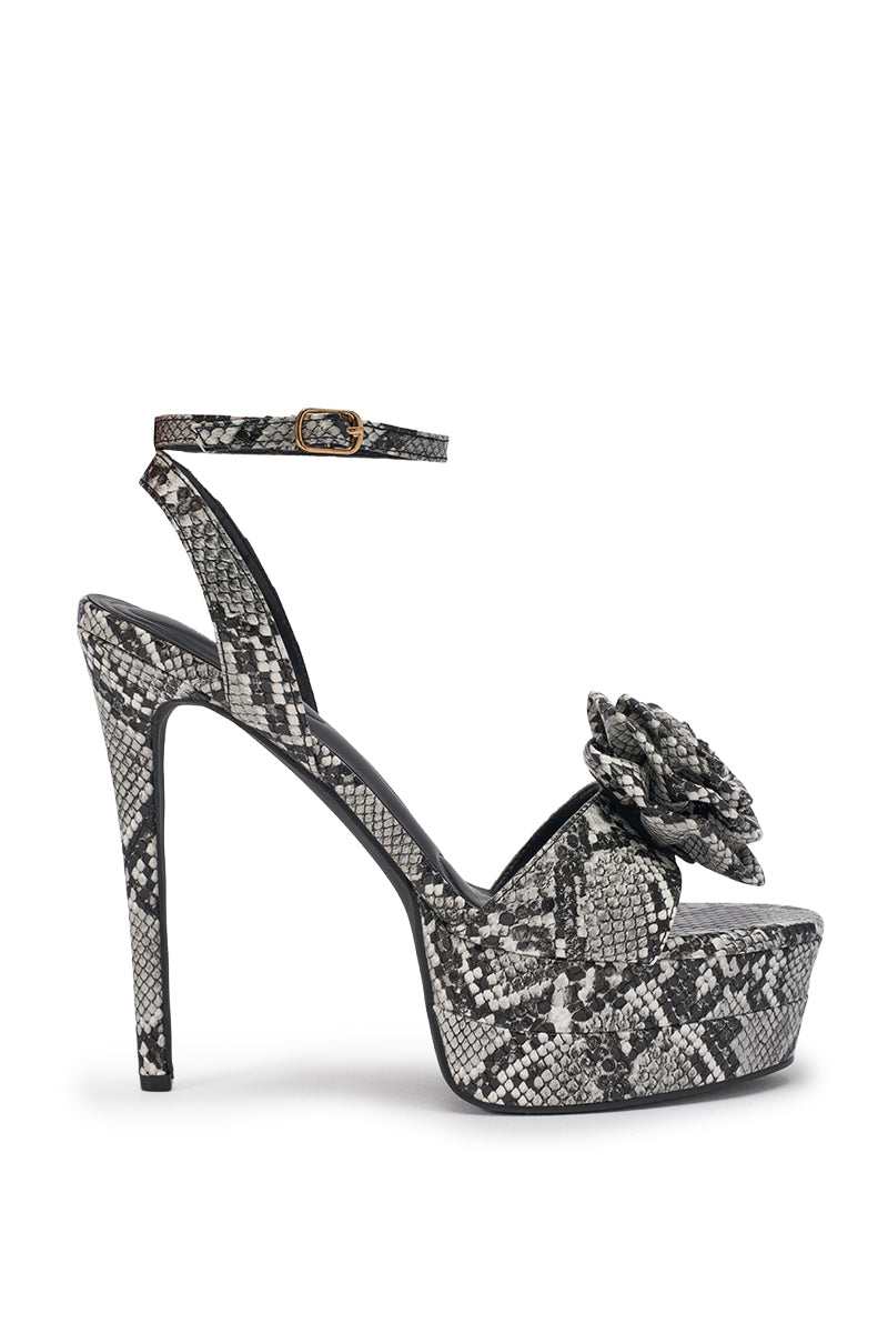 AZALEA WANG MARCELA SNAKE ROSE PLATFORM STILETTO SANDAL