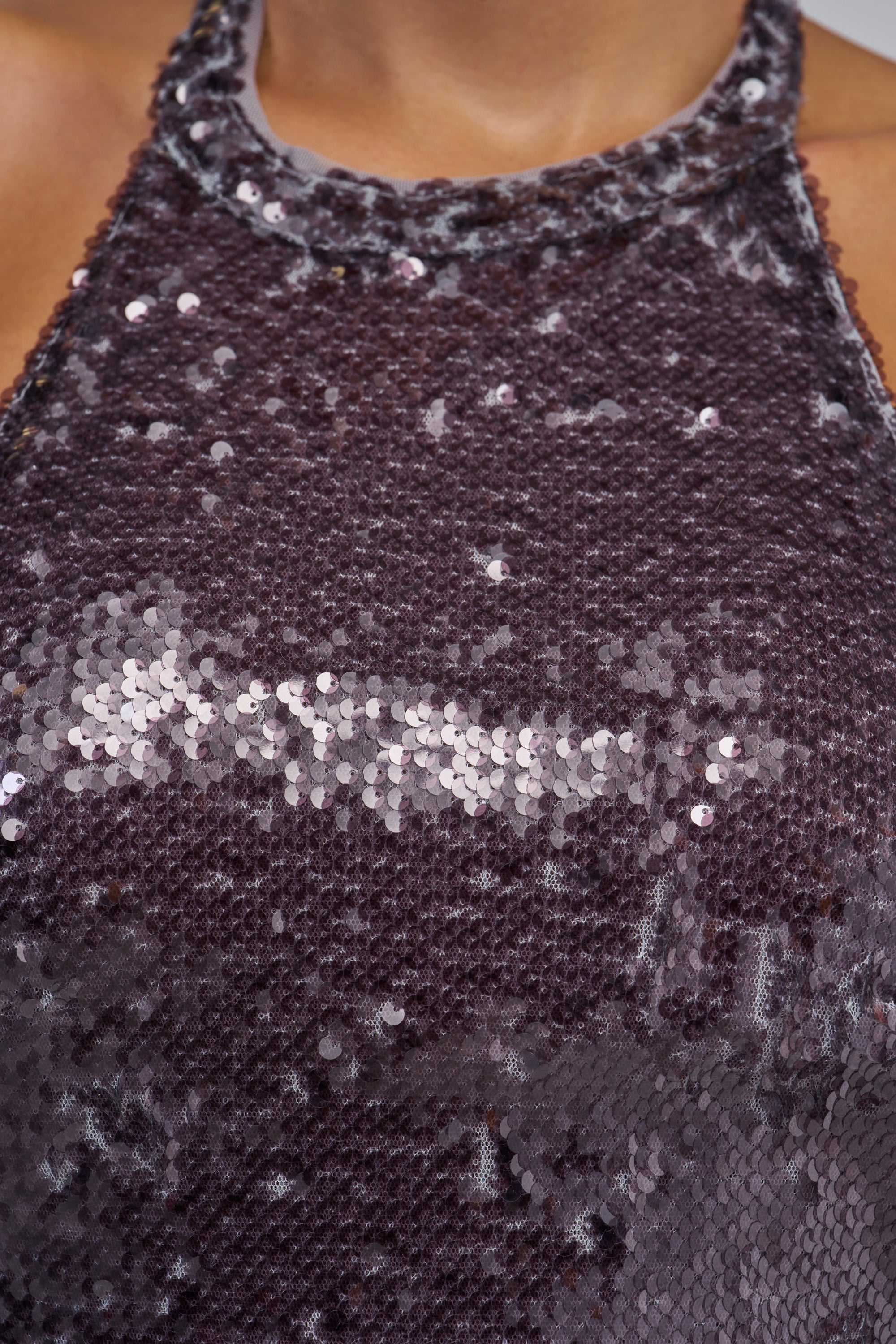 AFTER DARK HIGH NECK SEQUIN MINI DRESS