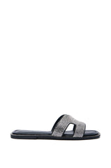 AKIRA PRINCESS PEACHY BLACK SLIP ON EMBELLISHED SANDAL