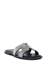 AKIRA PRINCESS PEACHY BLACK SLIP ON EMBELLISHED SANDAL